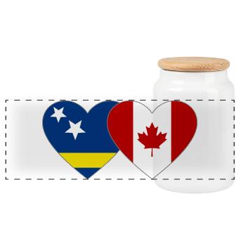 Curacao Kanada Flagge Herz - Panorama Keksdose mit Holzdeckel - Weiß - Vorne