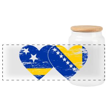 Curacao_Bosnien_Flagge_Herz_used - Boîte à biscuits avec couvercle en bois - blanc - Devant
