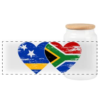 Drapeau de Curaçao Afrique du Sud Mains Forme de cœur - Boîte à biscuits avec couvercle en bois - blanc - Devant