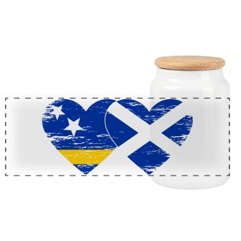 Curacao_Schottland_Flagge_Herz_used - Panoramic Cookie Jar with Wooden Lid - white - Front