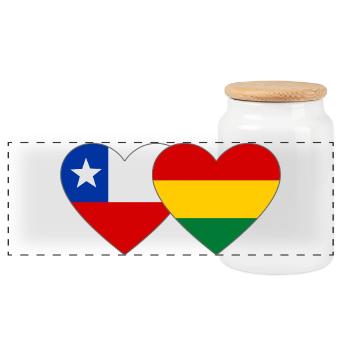 Chile Bolivien Flagge Herz - Panorama Keksdose mit Holzdeckel - Weiß - Vorne