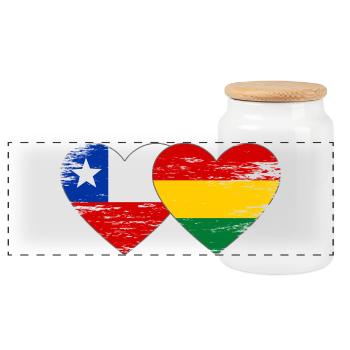 Chile Bolivien Flagge Herz used - Panorama Keksdose mit Holzdeckel - Weiß - Vorne