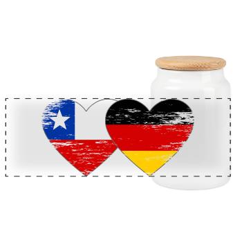 Cœur du drapeau Chili-Allemagne - Boîte à biscuits avec couvercle en bois - blanc - Devant
