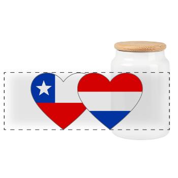 Chile_Holland_Flagge_Herz - Boîte à biscuits avec couvercle en bois - blanc - Devant
