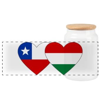 Bolivien_Ungarn_Flagge_Herz - Panorama Keksdose mit Holzdeckel - Weiß - Vorne