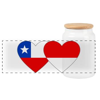 Chile_Polen_Flagge_Herz - Panorama Keksdose mit Holzdeckel - Weiß - Vorne