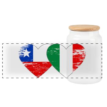 Cœur du drapeau chili italien utilisé - Boîte à biscuits avec couvercle en bois - blanc - Devant