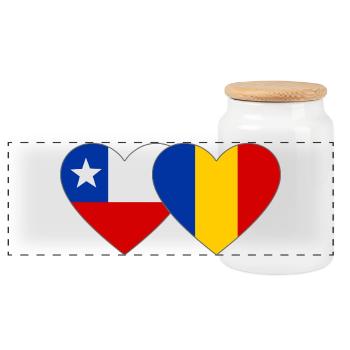 Chile_Rumänien_Flagge_Herz - Boîte à biscuits avec couvercle en bois - blanc - Devant