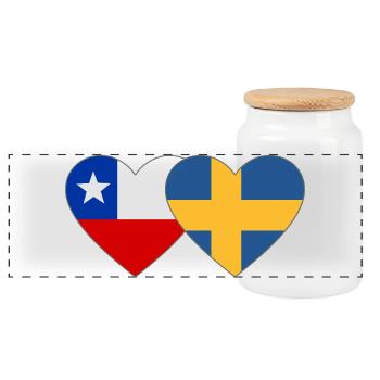 Chile Schweden Flagge Herz - Panorama Keksdose mit Holzdeckel - Weiß - Vorne