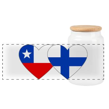 Cœur du drapeau du Chili Finlande - Boîte à biscuits avec couvercle en bois - blanc - Devant