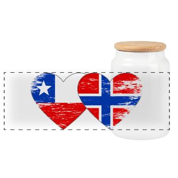 Cœur du drapeau du Chili Norvégien utilisé - Boîte à biscuits avec couvercle en bois - blanc - Devant