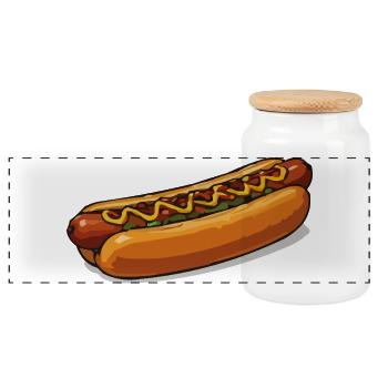 Crisp hot dog illustration - Panoramic Cookie Jar with Wooden Lid - white - Front