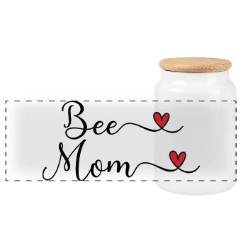 Beekeeper - Bee Mom - Panoramic Cookie Jar with Wooden Lid - white - Front