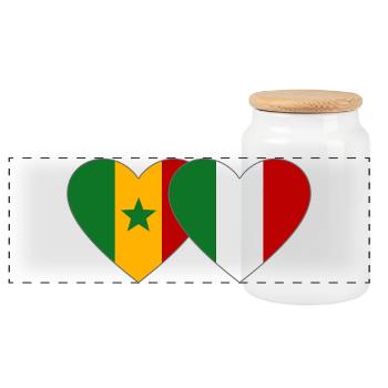 Senegal_Italien_Flagge_Herz - Panoramic Cookie Jar with Wooden Lid - white - Front