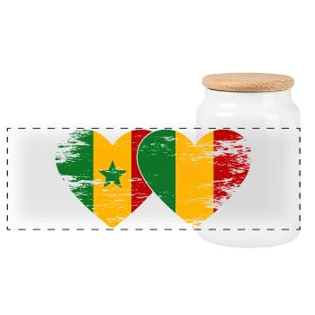 Senegal_Mali_Flagge_Herz_used - Boîte à biscuits avec couvercle en bois - blanc - Devant