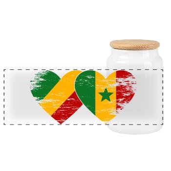 Kongo Senegal Flagge used - Panorama Keksdose mit Holzdeckel - Weiß - Vorne