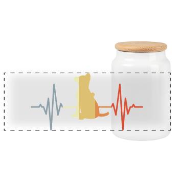 German Shepherd ECG Heartline - Panoramic Cookie Jar with Wooden Lid - white - Front