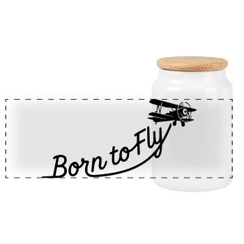 born to fly - Panoramic Cookie Jar with Wooden Lid - white - Front