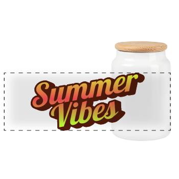 Retro Summer Vibes Typografie Grafik - Panorama Keksdose mit Holzdeckel - Weiß - Vorne
