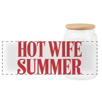  Hot Wife Summer Sexy Ehefrau Urlaub Strand Party - Panorama Keksdose mit Holzdeckel - Weiß - Vorne