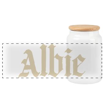 Imprimé de fracture gothique d’Albie - Boîte à biscuits avec couvercle en bois - blanc - Devant