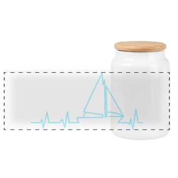 Sailboat heartbeat sailing - Panoramic Cookie Jar with Wooden Lid - white - Front