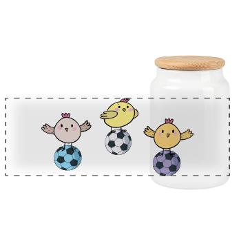 Des filles sur les ballons de football - Boîte à biscuits avec couvercle en bois - blanc - Devant