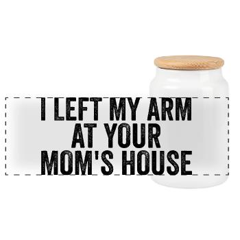I left my arm with your mother (Lu - Panoramic Cookie Jar with Wooden Lid - white - Front