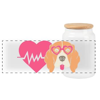 Maman Beagle Maman Maman Chien - Boîte à biscuits avec couvercle en bois - blanc - Devant