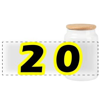20 Number Symbol - Panoramic Cookie Jar with Wooden Lid - white - Front