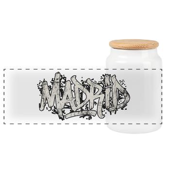 Madrid Graffiti Hip Hop - Panoramic Cookie Jar with Wooden Lid - white - Front