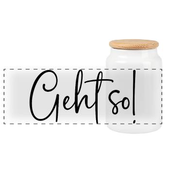 It goes like this! - Panoramic Cookie Jar with Wooden Lid - white - Front