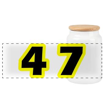 47 Symbole numérique - Boîte à biscuits avec couvercle en bois - blanc - Devant