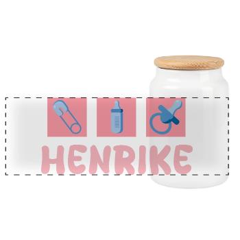Cadeau pour Henrike - Boîte à biscuits avec couvercle en bois - blanc - Devant