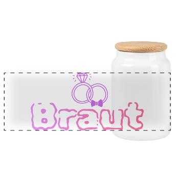 Bride - Panoramic Cookie Jar with Wooden Lid - white - Front