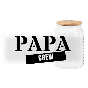 Papa Crew - Vater Vatertag Familie Partnerlook - Panorama Keksdose mit Holzdeckel - Weiß - Vorne