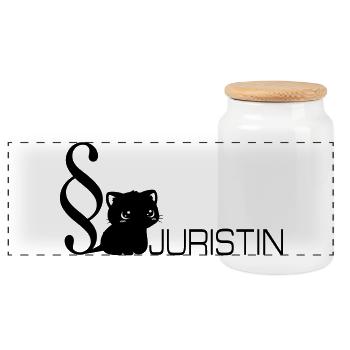 Law Cat Lawyer - Panoramic Cookie Jar with Wooden Lid - white - Front