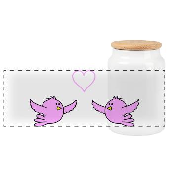 birds_in_love - Panorama Keksdose mit Holzdeckel - Weiß - Vorne