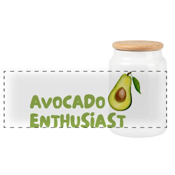 Avocado Enthusiast Design - Boîte à biscuits avec couvercle en bois - blanc - Devant
