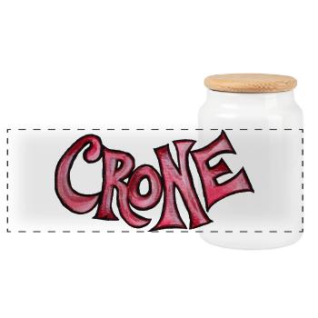 Crone Red Grotesque Text - Panorama Keksdose mit Holzdeckel - Weiß - Vorne