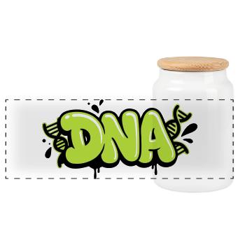 DNA Lettering Graffiti - Panoramic Cookie Jar with Wooden Lid - white - Front