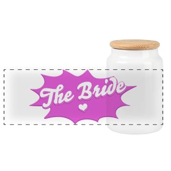 JGA The Bride - Junggesellinnenabschied Design - Panorama Keksdose mit Holzdeckel - Weiß - Vorne