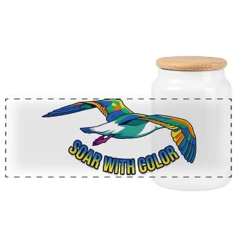 Colorful bird flight – vector graphic - Panoramic Cookie Jar with Wooden Lid - white - Front