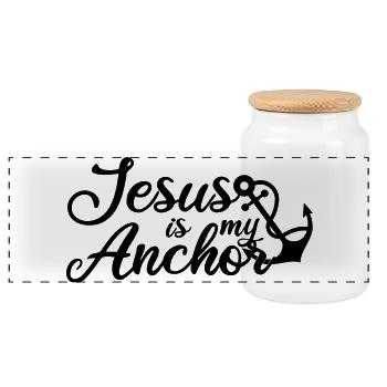 Jesus is my Anchor - Panorama Keksdose mit Holzdeckel - Weiß - Vorne