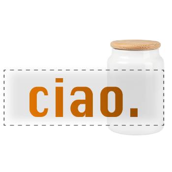 Ciao Italien Spruch Geschenk - Panorama Keksdose mit Holzdeckel - Weiß - Vorne