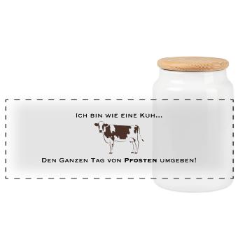 die Kuh - Panorama Keksdose mit Holzdeckel - Weiß - Vorne