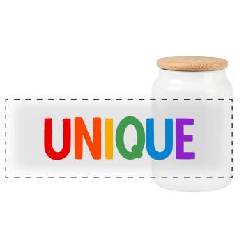 Lgbt. Unique - Panoramic Cookie Jar with Wooden Lid - white - Front
