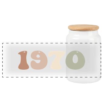 1970 - Boîte à biscuits avec couvercle en bois - blanc - Devant