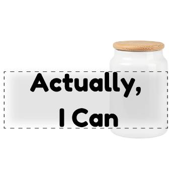 Actually, I Can – Affirmation Positive Minimaliste - Boîte à biscuits avec couvercle en bois - blanc - Devant