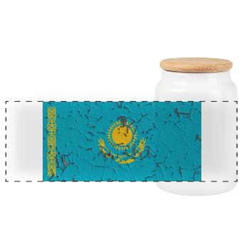 Drapeau du Kazakhstan - Boîte à biscuits avec couvercle en bois - blanc - Devant